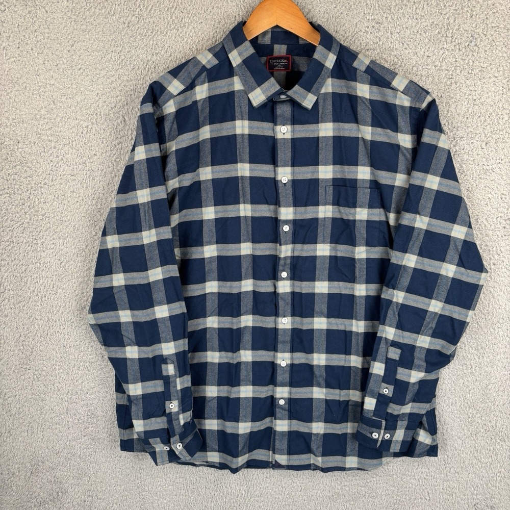 UNTUCKit Flannel Shirt Mens 3XL Blue Plaid